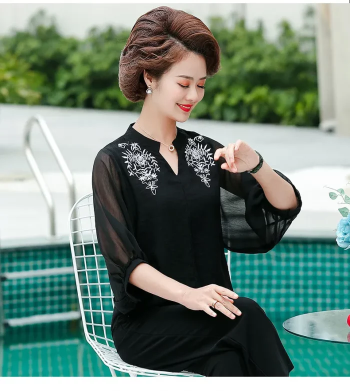 Đồ Bộ Trung Niên Vải Chiffon