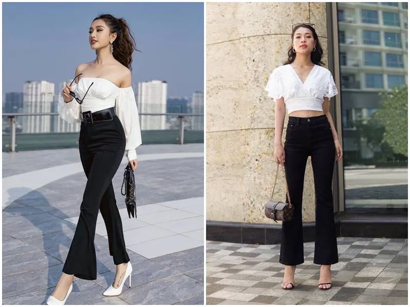 Quần Ống Loe Đen Phối Với Áo Gì
